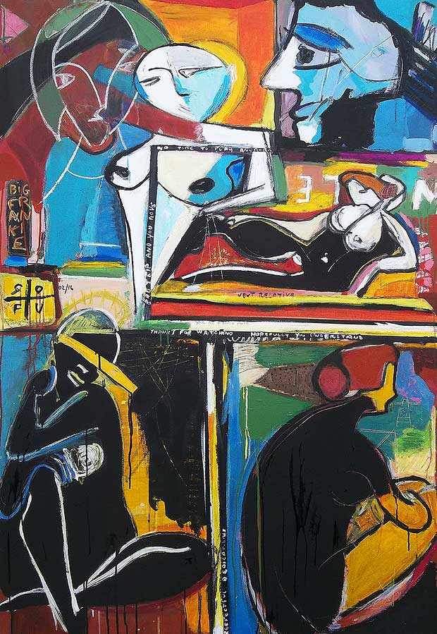 So Fu’s exciting urban art is a continuing dialogue with neo-expressionists and in particular Basquiat.