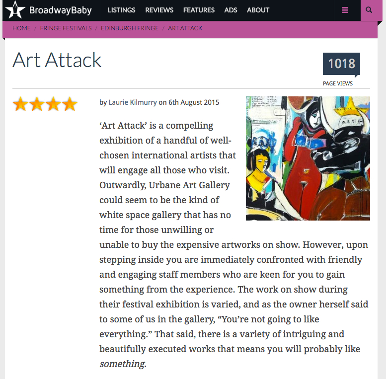 Art Attack Exhibition At BroadwayBaby